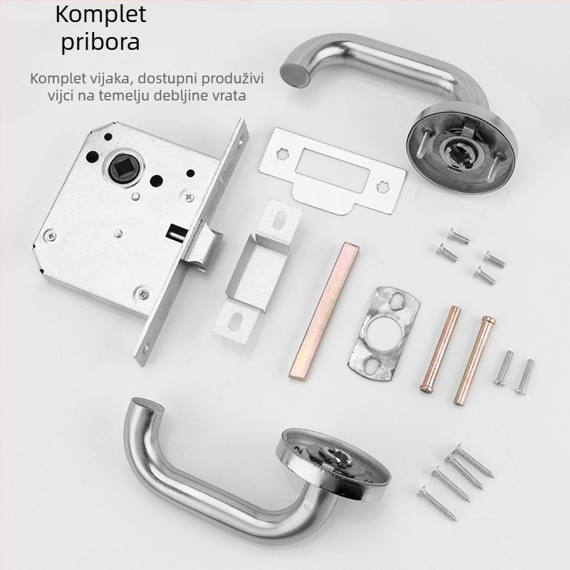 Nehrđajući čelični brava za protupožarna vrata i hodne vrata, s kvakom, model Aisle lock, moderan minimalistički stil