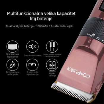 Kosač za kosu T96, punjiva, keramička oštrica, odvojiva i periva glava za rezanje, baterija 800–1000mAh, radno trajanje 1–3h