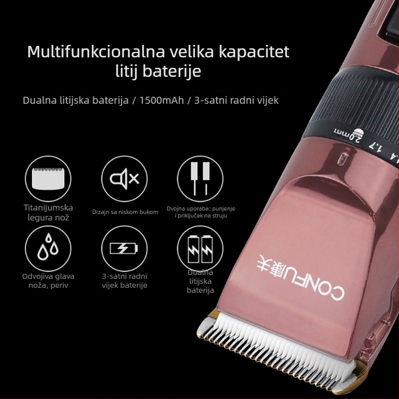 Kosač za kosu T96, punjiva, keramička oštrica, odvojiva i periva glava za rezanje, baterija 800–1000mAh, radno trajanje 1–3h