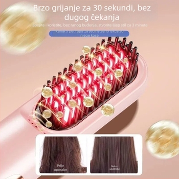 Bežični dvostruko funkcionalni uređaj za ravnanje i kovrčanje kose s negativnim ionima, zaštita od opeklina, punjiv, 4 razine kontrole temperature