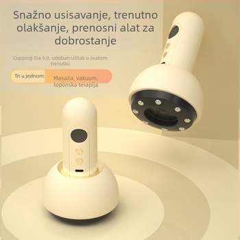 Električni masažni uređaj s grijanjem i vakuumskim usisavanjem, prijenosni, kontrola tipkom, model BG-02, ABS kućište, 1200mAh baterija