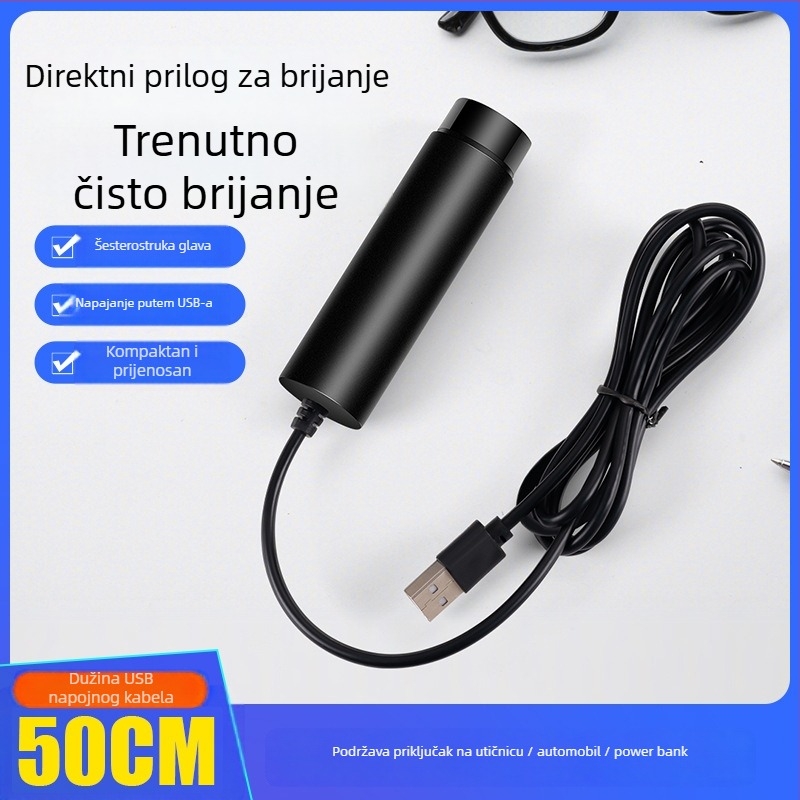 Električni brijač na kabel, rotacijska glava s 1 oštricom, odvojiva periva glava, spojni model