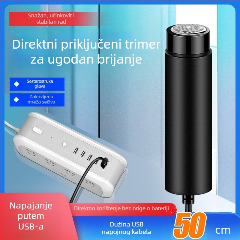 Električni brijač na kabel, rotacijska glava s 1 oštricom, odvojiva periva glava, spojni model