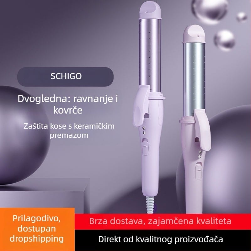 Dvojno djelovanje: uvijač i pegla za kosu s pločom od turmalinsko keramike 21–30 mm, 220V, 30W, podesiva temperatura, za mokru i suvu kosu