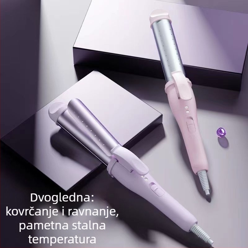 Dvojno djelovanje: uvijač i pegla za kosu s pločom od turmalinsko keramike 21–30 mm, 220V, 30W, podesiva temperatura, za mokru i suvu kosu