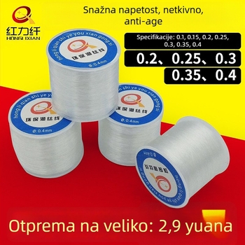 Niti za perle, nelomljiva, prozirna, poliestersko/nylon, Hongli Fiber, pogodna za narukvice, odjeću i kućni tekstil