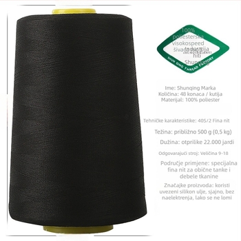Šivaća nit – Poliester, pogodna za torbe, zavjese, odjeću i kućne tekstile.