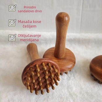 Drveni masažni alat s višestrukim zubima za cijelo tijelo, ručno sastavljeni masažni češalj od sandalovog drveta, beauty alat