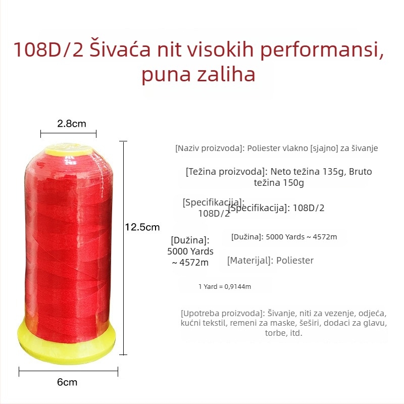 Alice poliester vlakno za vezenje 108D/2 za šivanje, odjeću i tkanine