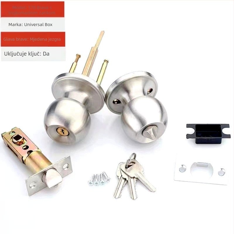 Asabi 680 Mehanička brava za drvena vrata s ručkom, cinkova legura