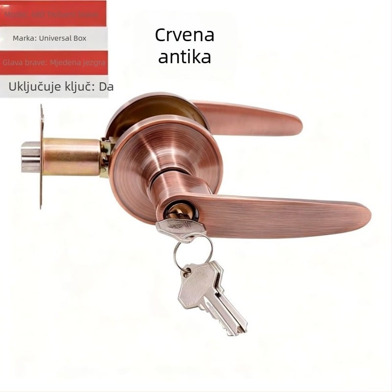 Asabi 680 Mehanička brava za drvena vrata s ručkom, cinkova legura