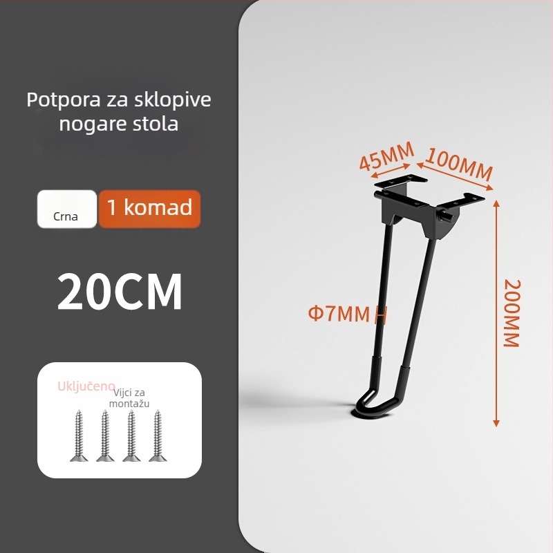 Sklopive noge stola – željezo, Yan shuo, model Folding table legs, moderan minimalistički stil, premaz sprej-boje, pogodno za vanjske stolove, radne stolove i blagovaonske stolove