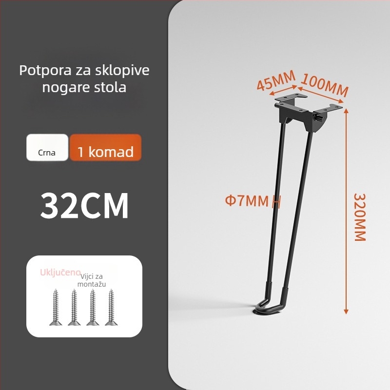 Sklopive noge stola – željezo, Yan shuo, model Folding table legs, moderan minimalistički stil, premaz sprej-boje, pogodno za vanjske stolove, radne stolove i blagovaonske stolove