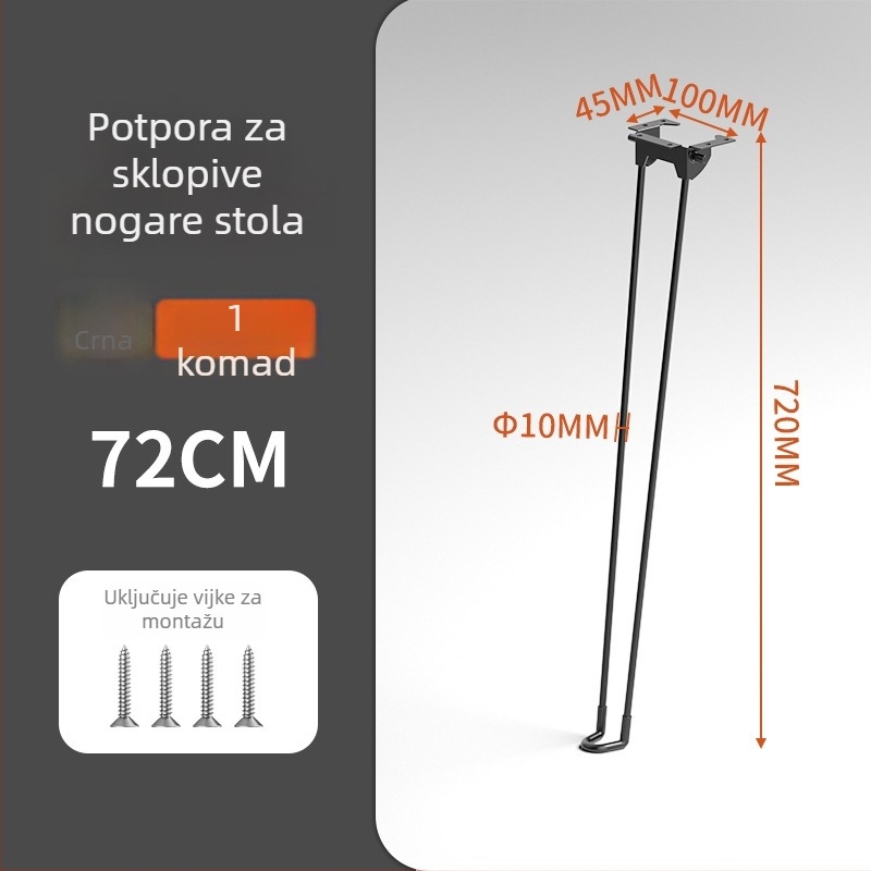 Sklopive noge stola – željezo, Yan shuo, model Folding table legs, moderan minimalistički stil, premaz sprej-boje, pogodno za vanjske stolove, radne stolove i blagovaonske stolove