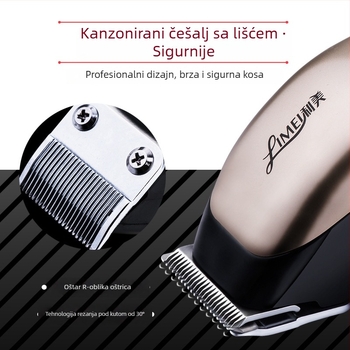 Lime profesionalni stroj za šišanje kose za salon – žično napajanje, četkasti motor, glava oštrice od titanijskog legura, kućište ABS, buka 46–70 dB