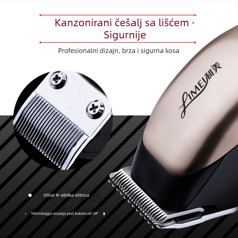 Lime profesionalni stroj za šišanje kose za salon – žično napajanje, četkasti motor, glava oštrice od titanijskog legura, kućište ABS, buka 46–70 dB