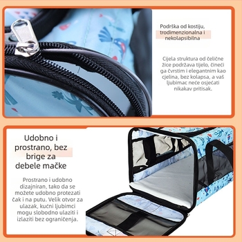 Otisnuta prijenosna torba za kućne ljubimce za mačke i pse, prozračna preko ramena, poliester, kapacitet do 7,5 kg, karikatura uzorak, šifra N2zb2asg