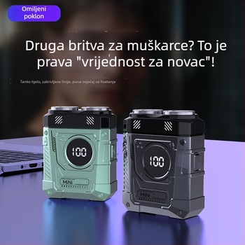Električni brijač za cijelo tijelo s vodootpornim dizajnom, rotirajuća glava s dvije oštrice, plutajuća glava, LED zaslon, ugrađena baterija, 1 sat punjenja, suho brijanje