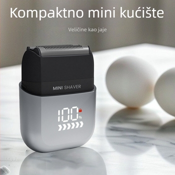 PRITECH Putni električni brijač – LED zaslon, bezčetkasti motor, 1 glava za rezanje, pranje cijelog tijela, ugrađena baterija, USB napajanje, trajanje do 120 minuta