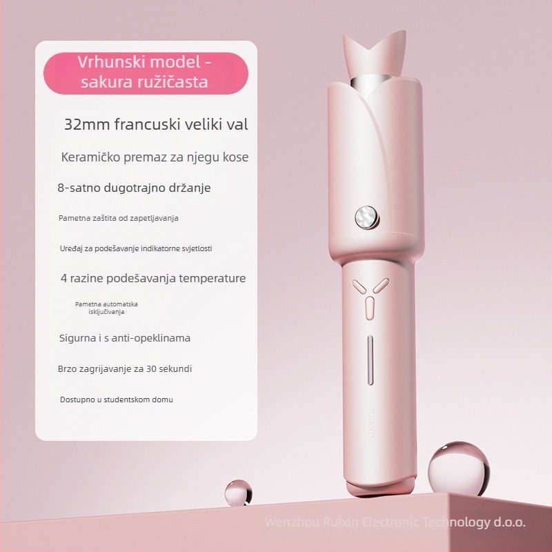 Bežični automatski uvijač za kosu s titan-turmalinskim premazom, 42W, 12V, 10 razina kontrole temperature