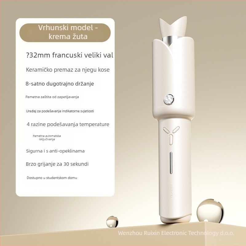 Bežični automatski uvijač za kosu s titan-turmalinskim premazom, 42W, 12V, 10 razina kontrole temperature