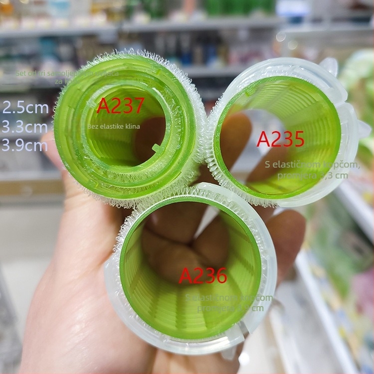 Klip za uvijanje kose s valjkom — samoljepiv, plastika/smola, za šiške, elastična kopča