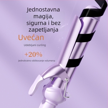 Uvijač za velike valove – unutarnje i vanjske kovrče, keramički premaz titanij-turmalin, 15 razina temperature, 25W, 220V