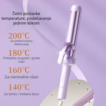 Uvijač za velike valove – unutarnje i vanjske kovrče, keramički premaz titanij-turmalin, 15 razina temperature, 25W, 220V