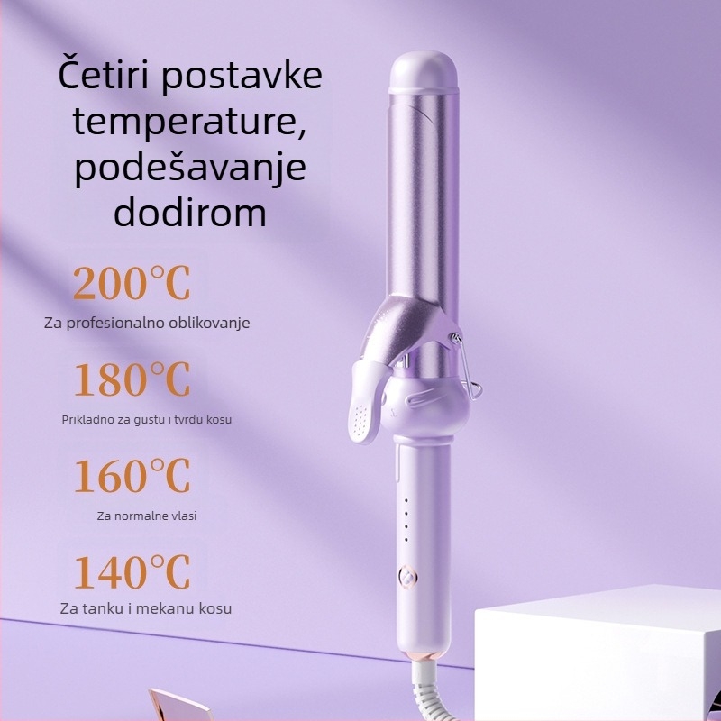 Uvijač za velike valove – unutarnje i vanjske kovrče, keramički premaz titanij-turmalin, 15 razina temperature, 25W, 220V