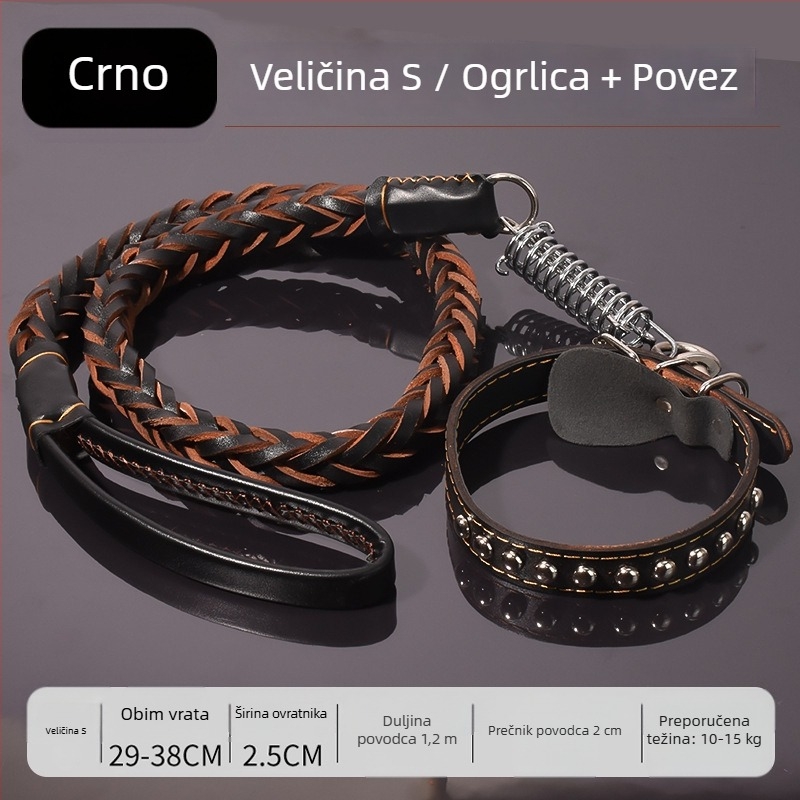 Kožna vodilica za pse od kravljeg kože, za srednje i velike pse, pogodno za Zlatnog retrivera i Njemačkog ovčara