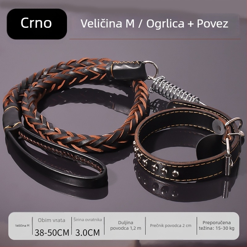 Kožna vodilica za pse od kravljeg kože, za srednje i velike pse, pogodno za Zlatnog retrivera i Njemačkog ovčara