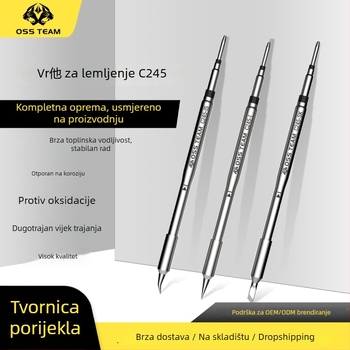 OSS TEAM C245 Stanica za lemljenje s konstantnom temperaturom, Univerzalni vrh za lemljenje, Integrirana lemilna glava, Ravni i kutni vrh