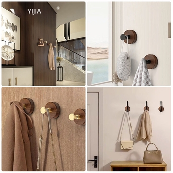 Zidni vješalica od orahovog drva, model YG601, gravirano, za garderobu, moderni minimalistički stil