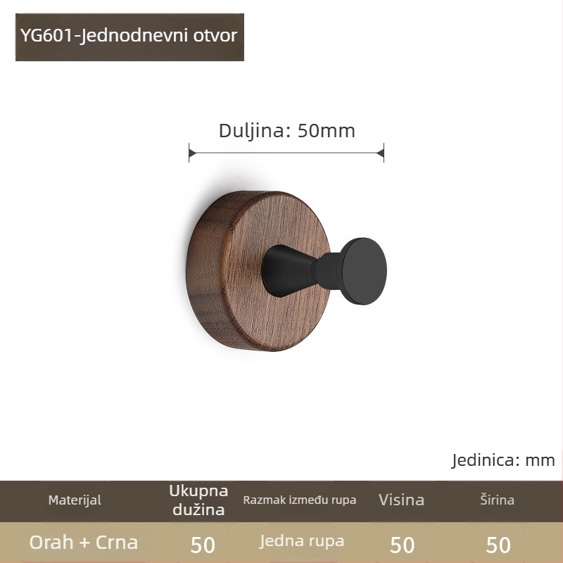 Zidni vješalica od orahovog drva, model YG601, gravirano, za garderobu, moderni minimalistički stil