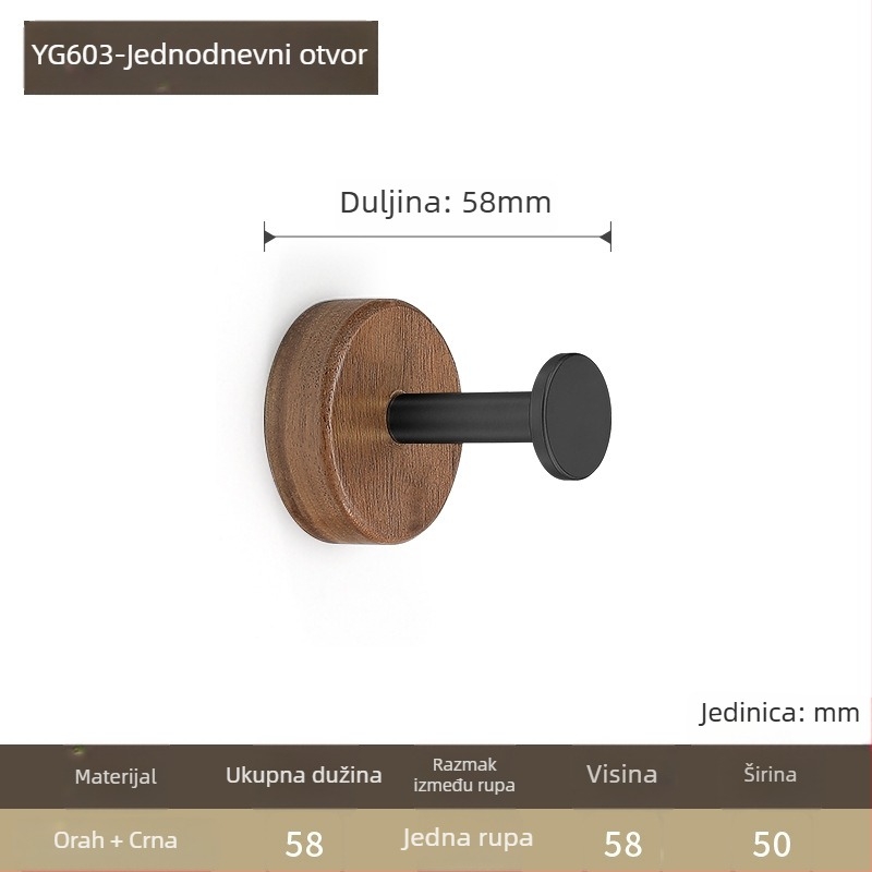Zidni vješalica od orahovog drva, model YG601, gravirano, za garderobu, moderni minimalistički stil