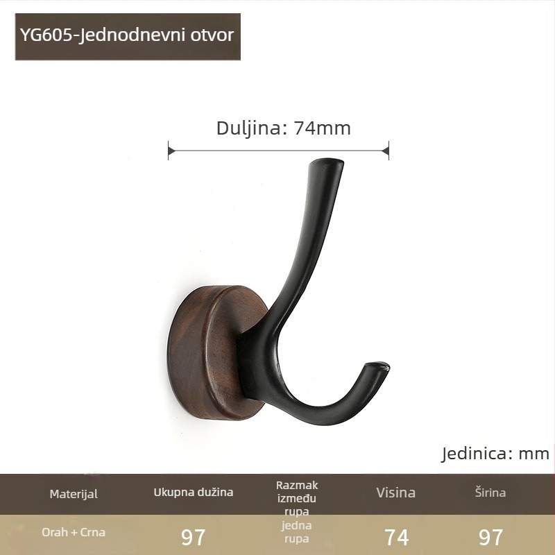 Zidni vješalica od orahovog drva, model YG601, gravirano, za garderobu, moderni minimalistički stil
