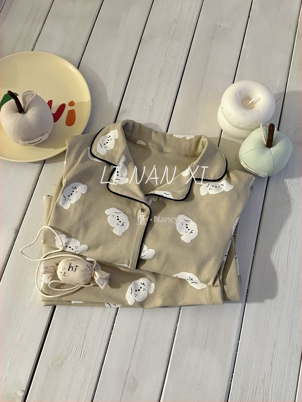 Dječji kućni set odjeće, unisex, korejskog stila, podijeljeni dizajn, pamuk 89,5%, print crtić, za dob 3–8 godina, jesen 2025