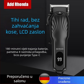 Profesionalni električni klipper za kosu s keramičnim oštricem, bezčetkasti motor, izmjenjiva baterija 1200–2000mAh, izmjenjiva i periva glavica za rezanje, vodootporan