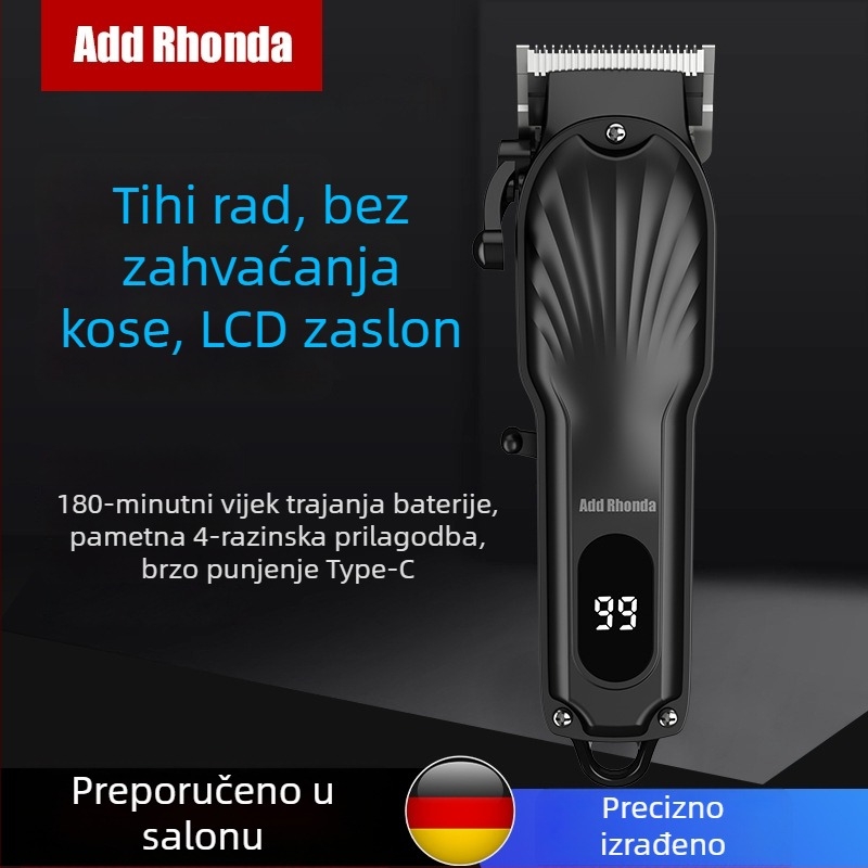 Profesionalni električni klipper za kosu s keramičnim oštricem, bezčetkasti motor, izmjenjiva baterija 1200–2000mAh, izmjenjiva i periva glavica za rezanje, vodootporan
