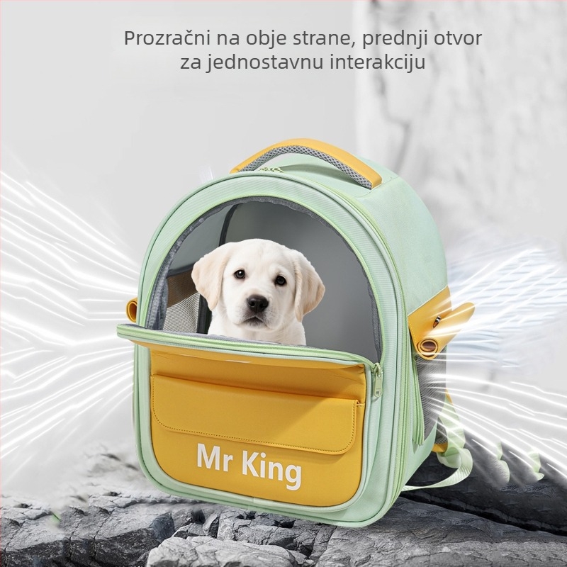 Torba za mačke za izlazak, dišna i prijenosna; materijal: svila (900D) i PU; kapacitet srednji; uzorak usklađenih boja; tvrdoća srednja do mekana.