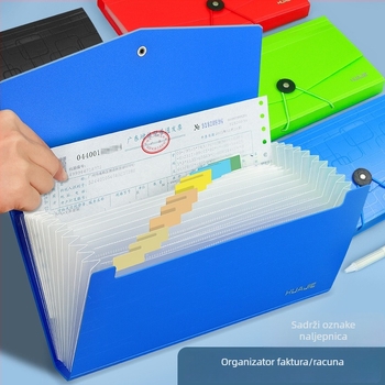 Hua Jie A5 akordeonska torba za fakture, 13 pretinaca, plastika, bez loga, bez prilagodbi