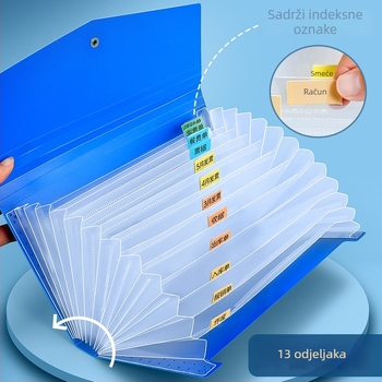 Hua Jie A5 akordeonska torba za fakture, 13 pretinaca, plastika, bez loga, bez prilagodbi