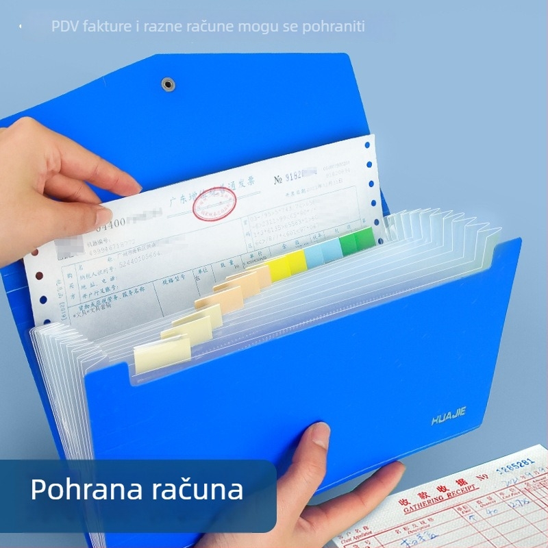 Hua Jie A5 akordeonska torba za fakture, 13 pretinaca, plastika, bez loga, bez prilagodbi