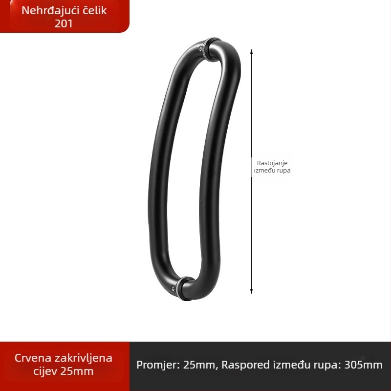 Drška od nehrđajućeg čelika za staklena vrata, integrirana, lukastog oblika, polirana površina, za klizna vrata