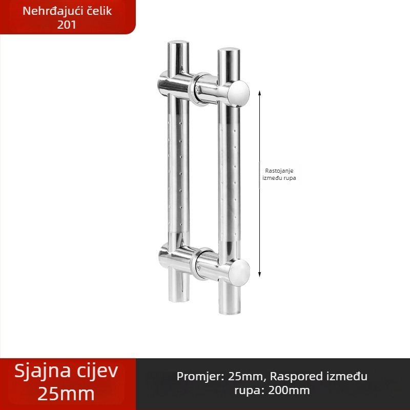 Drška od nehrđajućeg čelika za staklena vrata, integrirana, lukastog oblika, polirana površina, za klizna vrata