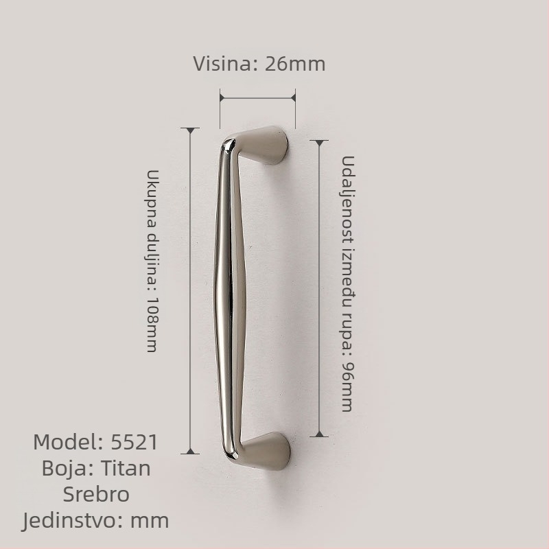 Drške za ormariće – vrata ormarića | Moderni minimalistički stil, cinkova legura, lijevanje pod pritiskom, modeli 1215/5297/5521