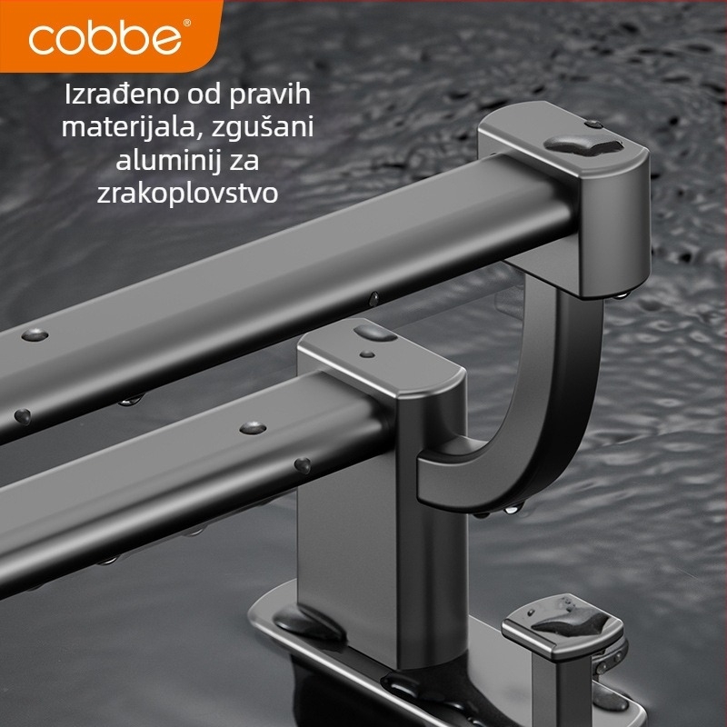 Cobbecabei Držač za ručnike od Space Aluminum – zidni, s jednom i dvostrukom šipkom, bez bušenja, oksidacijska površina