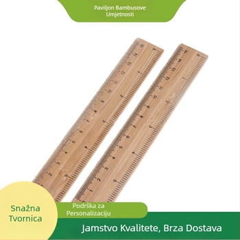 Bambusov centimetarski ravnalo s laserskim graviranjem logotipa, prilagodljivo, kampus stil