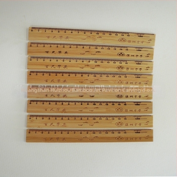 Bambusov centimetarski ravnalo s laserskim graviranjem logotipa, prilagodljivo, kampus stil