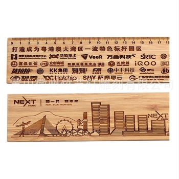 Bambusov centimetarski ravnalo s laserskim graviranjem logotipa, prilagodljivo, kampus stil